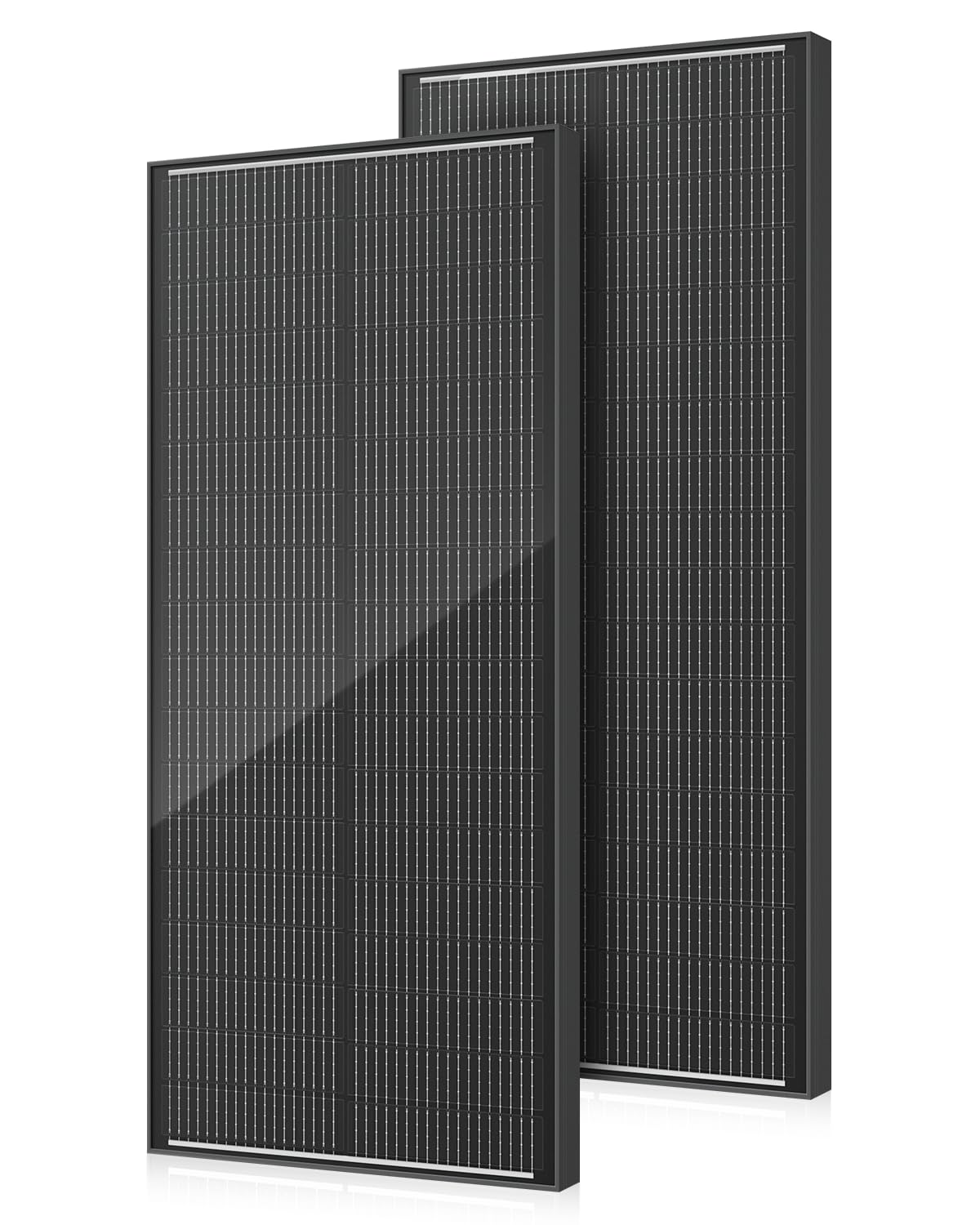 Rvpozwer front view of two 100W panels showing compact efficient kit benefits