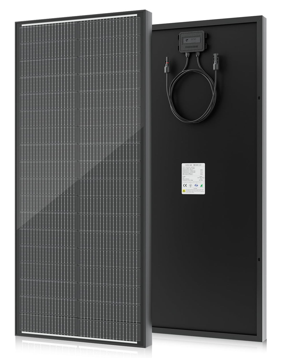 Rvpozwer front view of 100W panel showing compact design and high output
