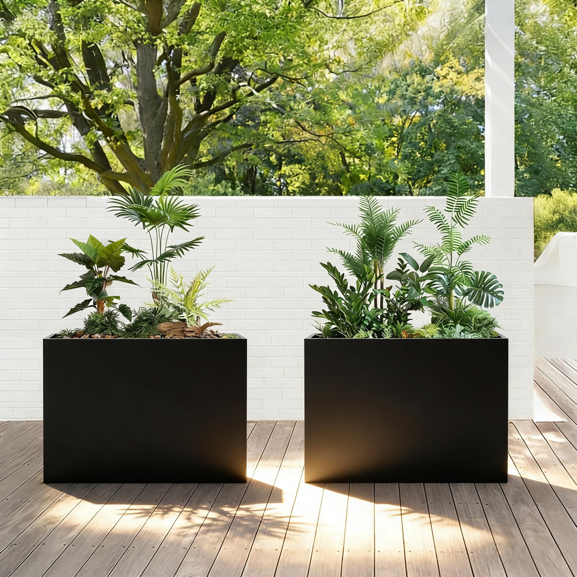 R.Wisem front view planter creating privacy and modern curb appeal