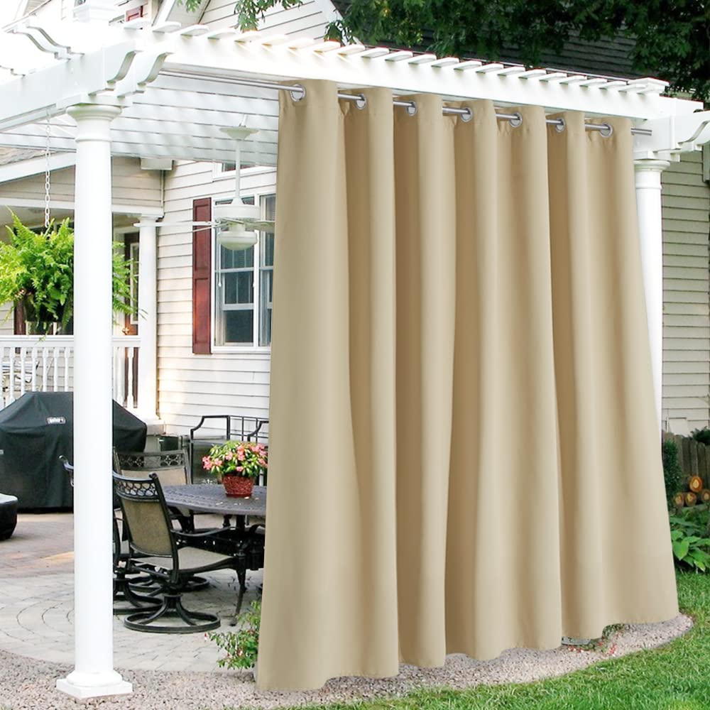 RYB HOME front view of extra wide outdoor curtain showing full coverage and style