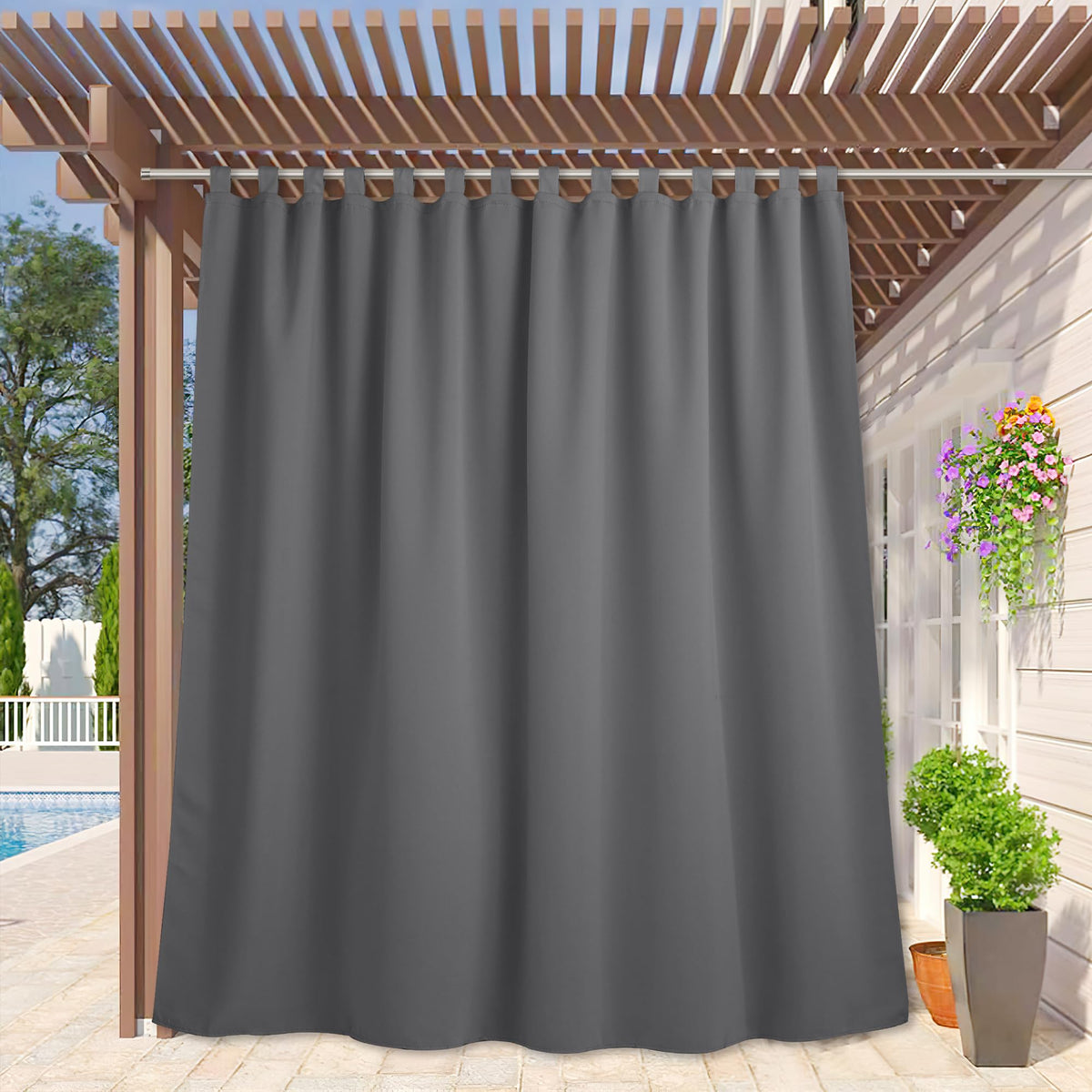 RYB HOME full grey panel hanging on patio showing complete coverage benefit
