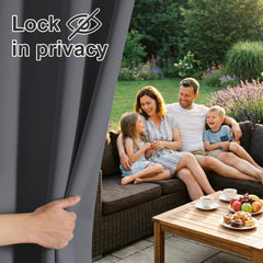 RYB HOME tab-top detail showing sturdy tabs for easy hanging and support