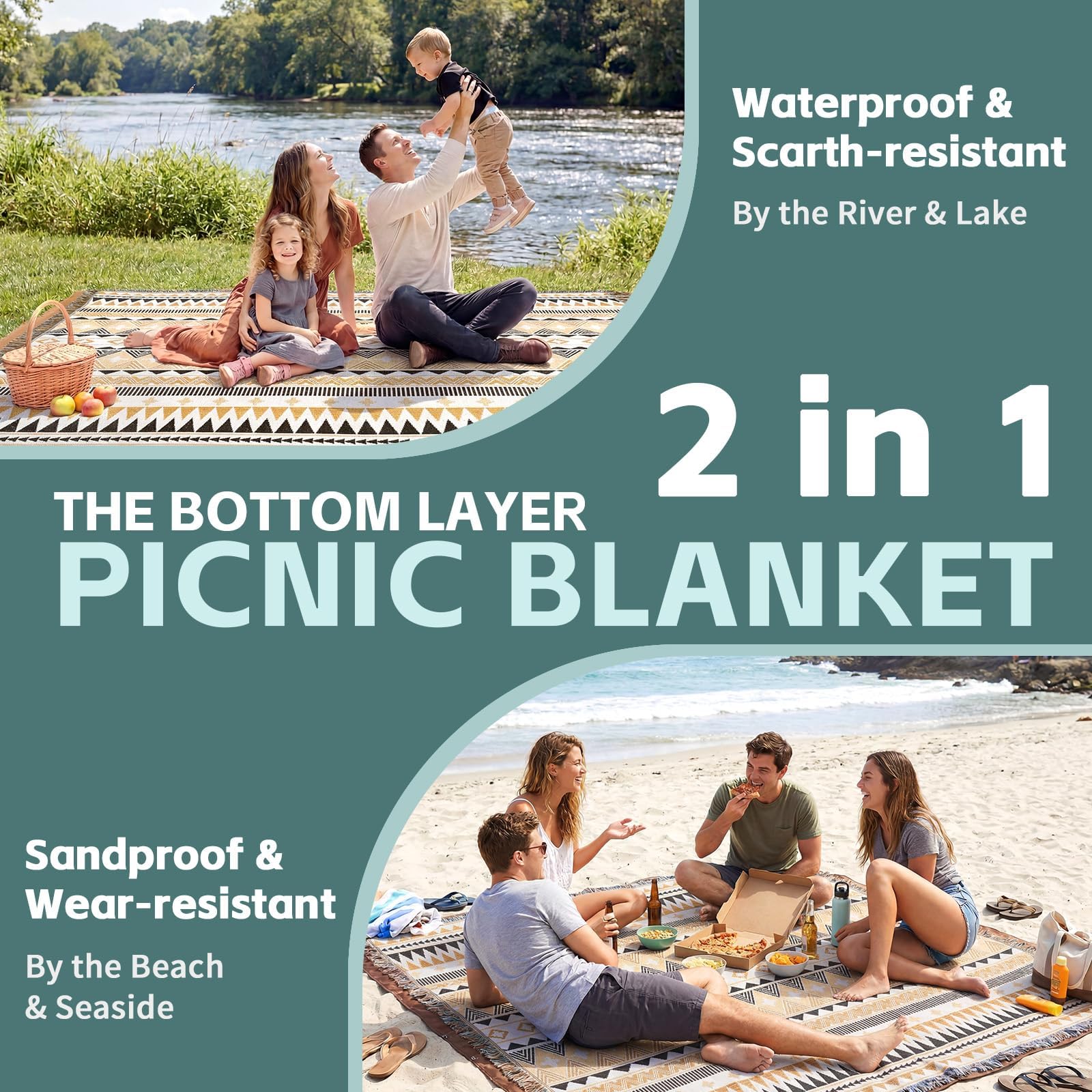 RYCHIC blanket on beach with people enjoying sun and space