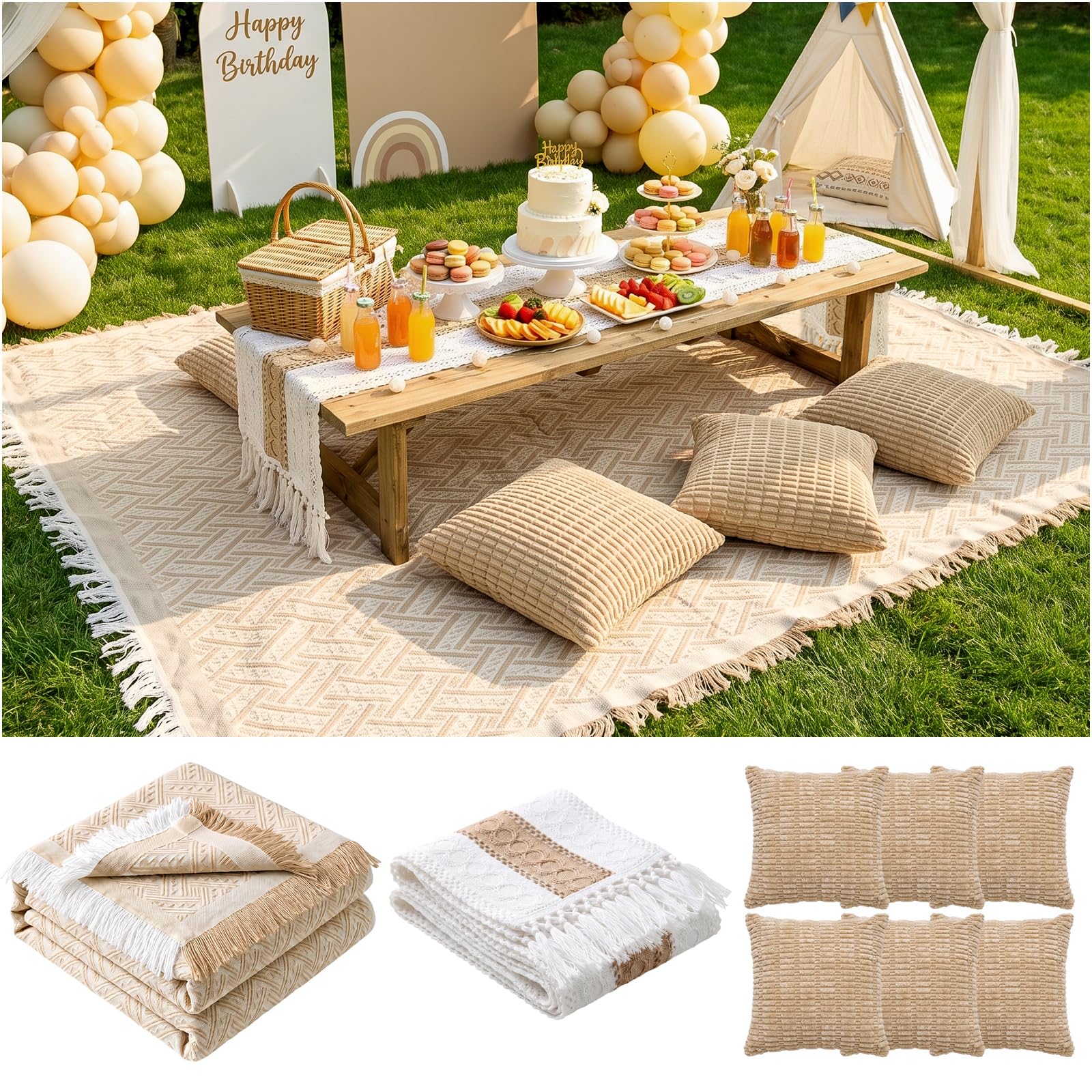 RYCHIC front view of blanket set showing complete kit and easy grab convenience