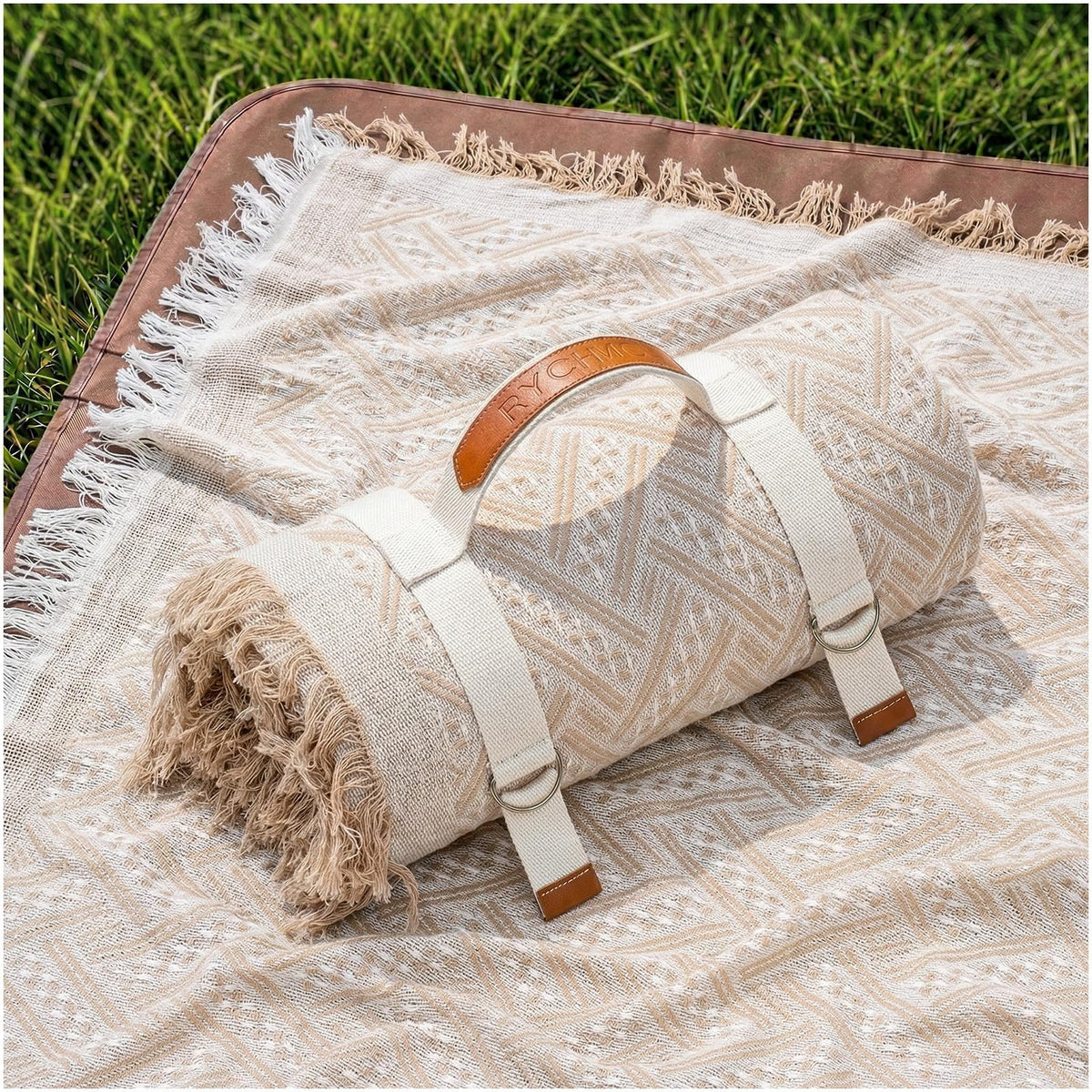 RYCHIC front view showing boho blanket pattern and roomy size benefit