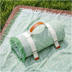 RYCHIC front packaging showing full outdoor rug and portability benefit