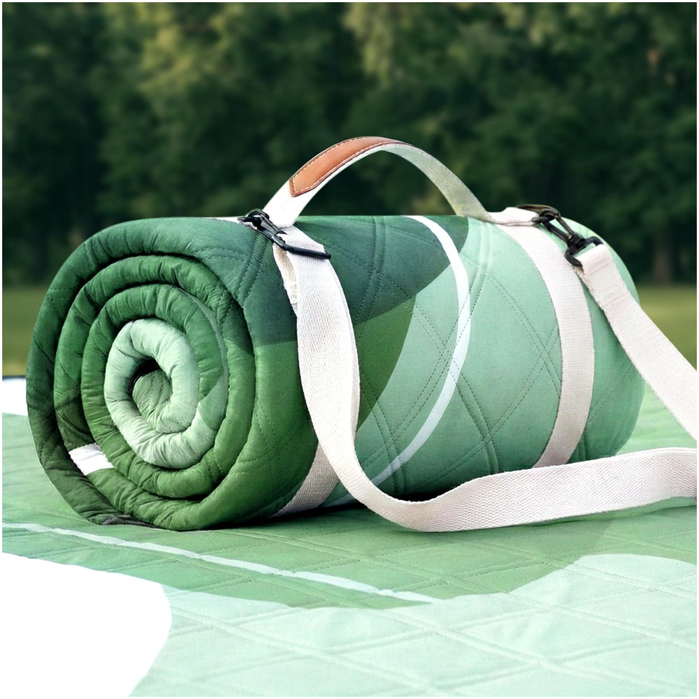 RYCHIC front view showing full blanket and compact carry benefits