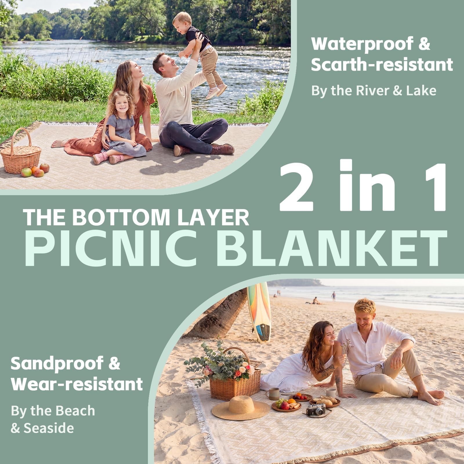 RYCHIC blanket in use on beach with family enjoying space benefit