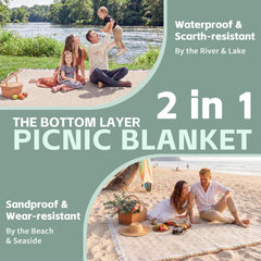 RYCHIC blanket in use on beach with family enjoying space benefit