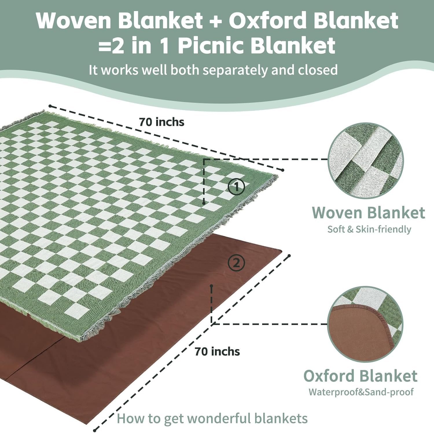 RYCHIC blanket beside a beach towel showing generous extra-large size