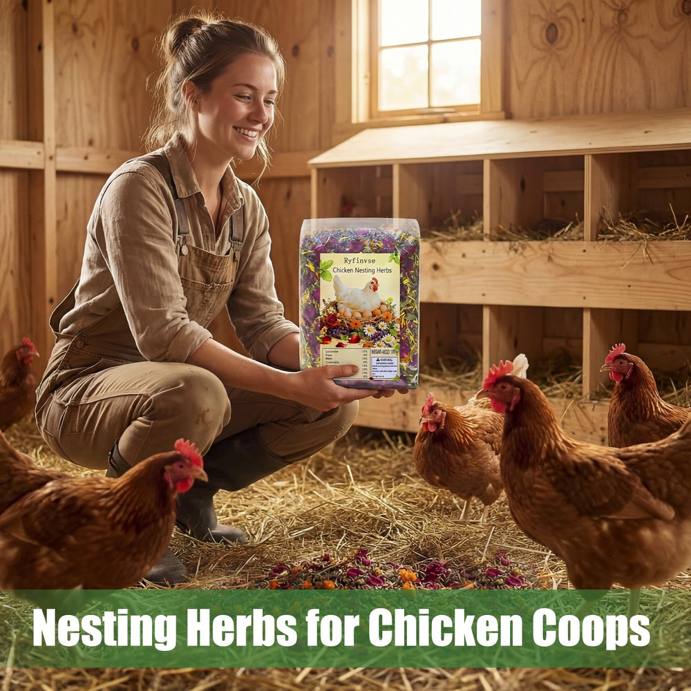 Ryfinvse herbs in a clean coop setting showing pleasant aroma and improved coop atmosphere