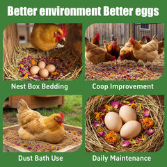 Ryfinvse herbs sprinkled on nest pad demonstrating attraction of hens to designated nesting areas