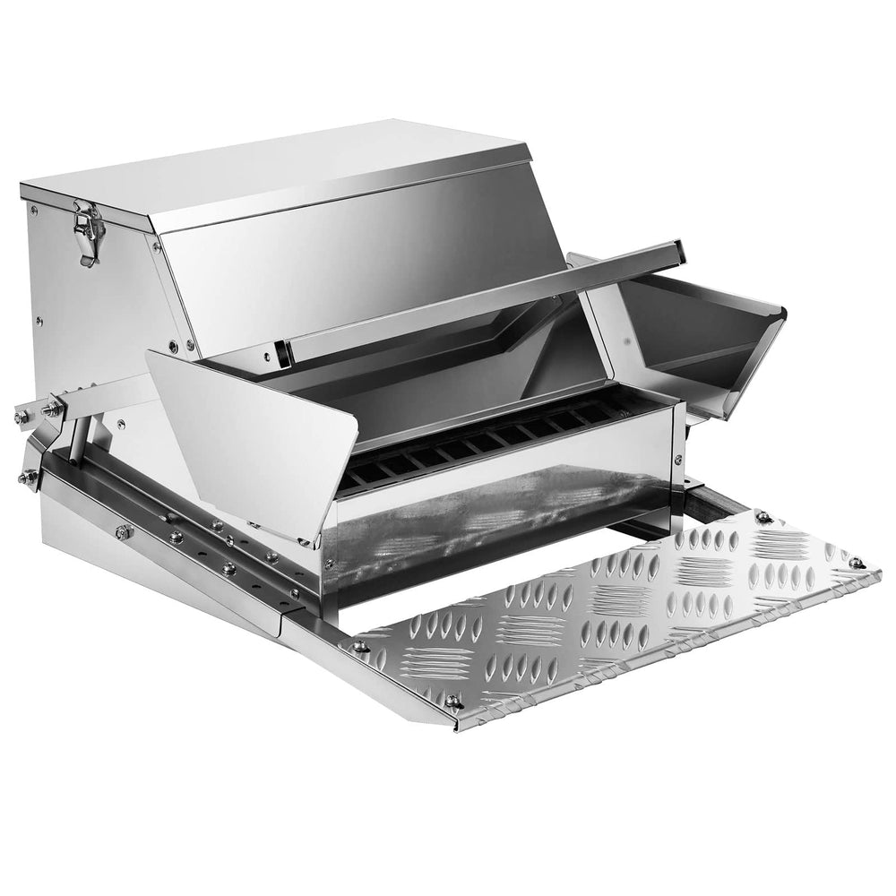 RYFT front view of galvanized feeder showing capacity and sturdy build benefits
