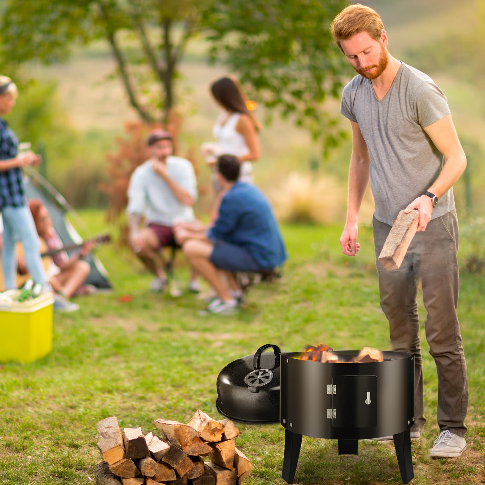 RYHOFOUD smoker in a backyard setting showing social meal preparation benefit