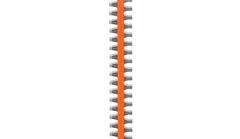 RYOBI blade close-up highlighting 24in dual-action teeth for reduced vibration benefit