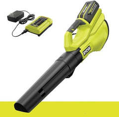 RYOBI 40V blower front view showing nozzle and ergonomic handle for comfortable use
