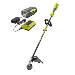 RYOBI 40V trimmer front view showing shaft and head for efficient trimming