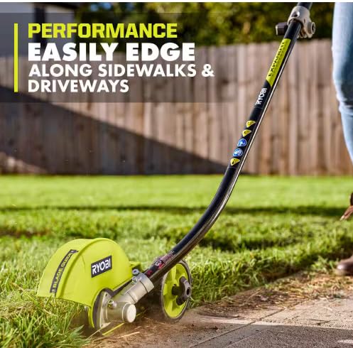 RYOBI Expand-It attached to straight-shaft trimmer converting tool for multiple tasks