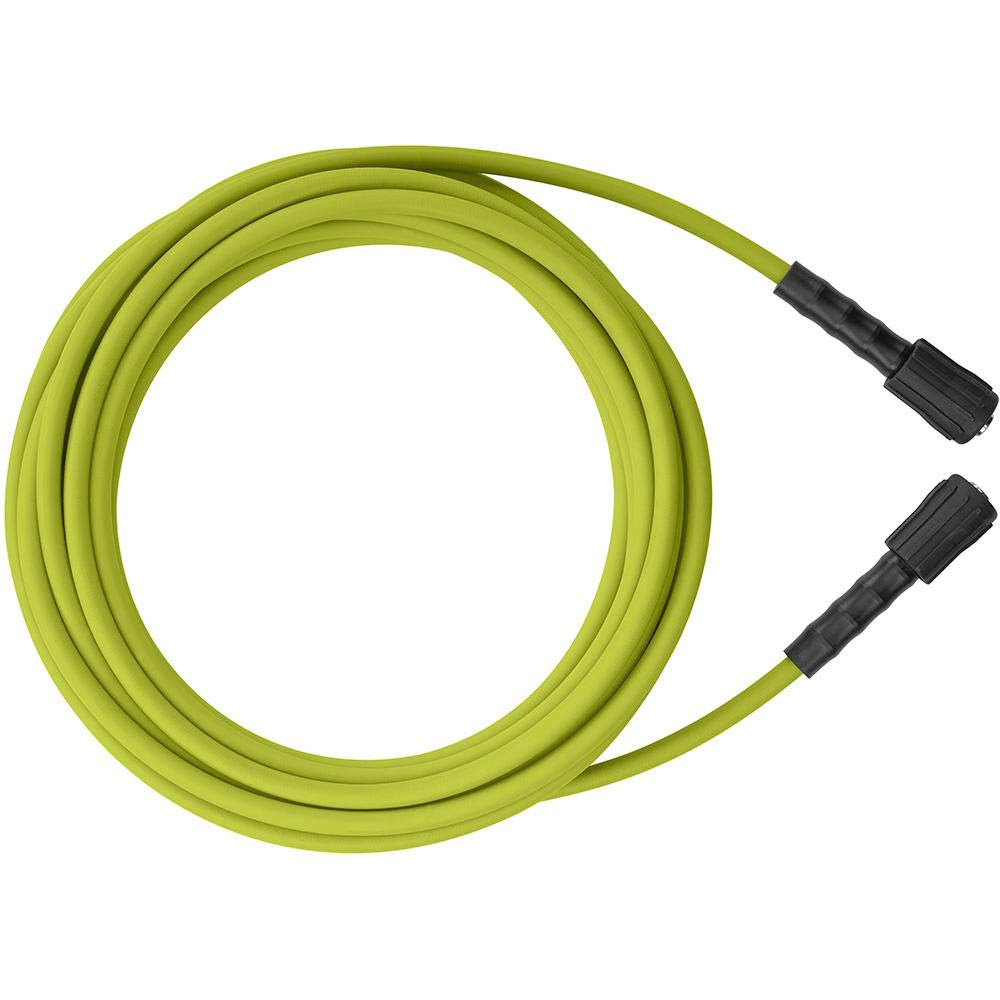 RYOBI front view of coiled 1/4 in x 35 ft hose showing full length and durable jacket for extended reach