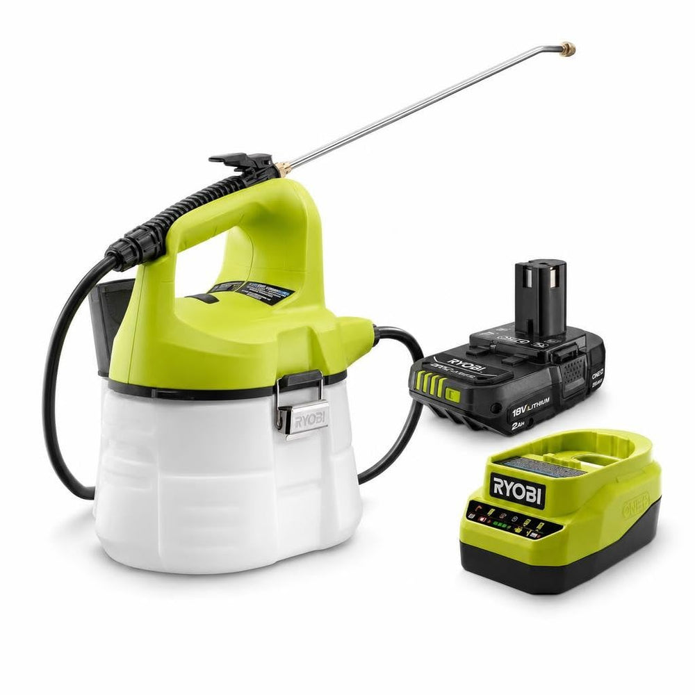 RYOBI sprayer size comparison showing compact storage benefit