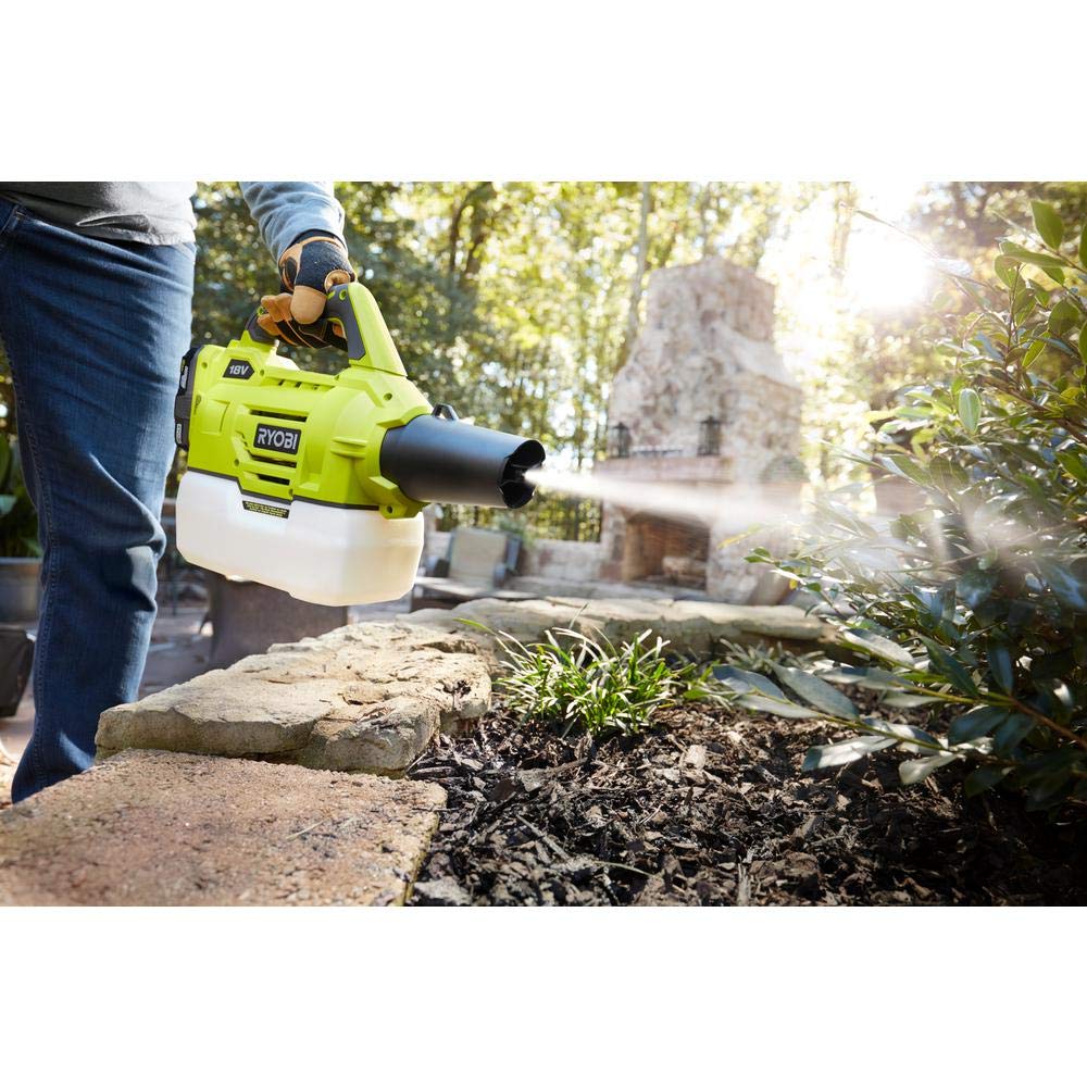 RYOBI P2850 scale comparison on table showing compact size and storage convenience benefit