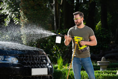 RYOBI bottle installed on RY18PW22A-0 power washer showing correct fit
