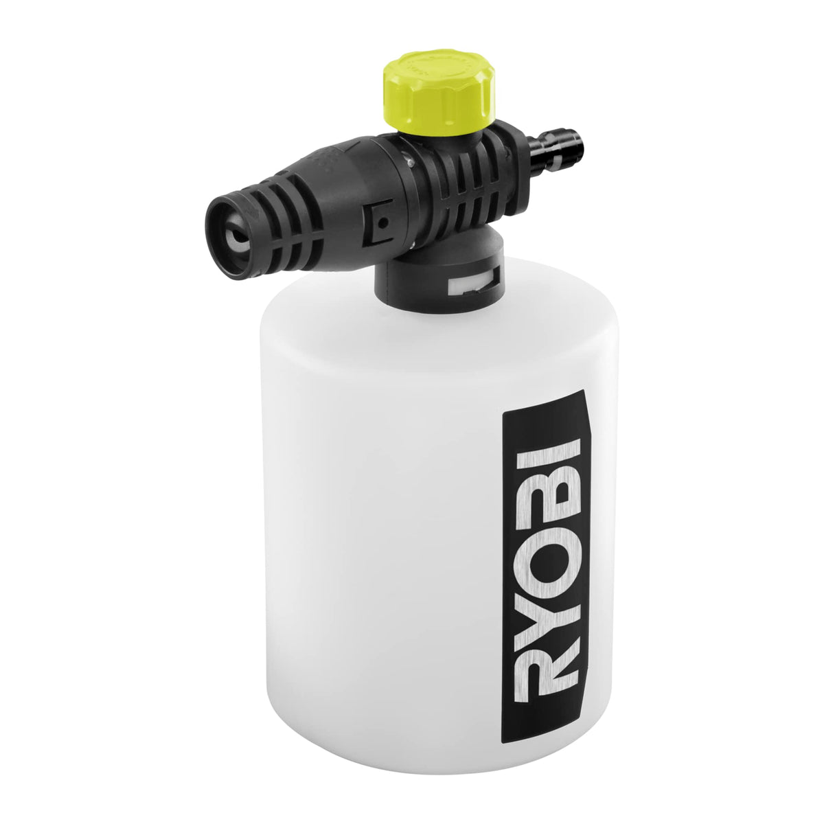 RYOBI detergent bottle front view showing durable 750mL capacity and easy fill