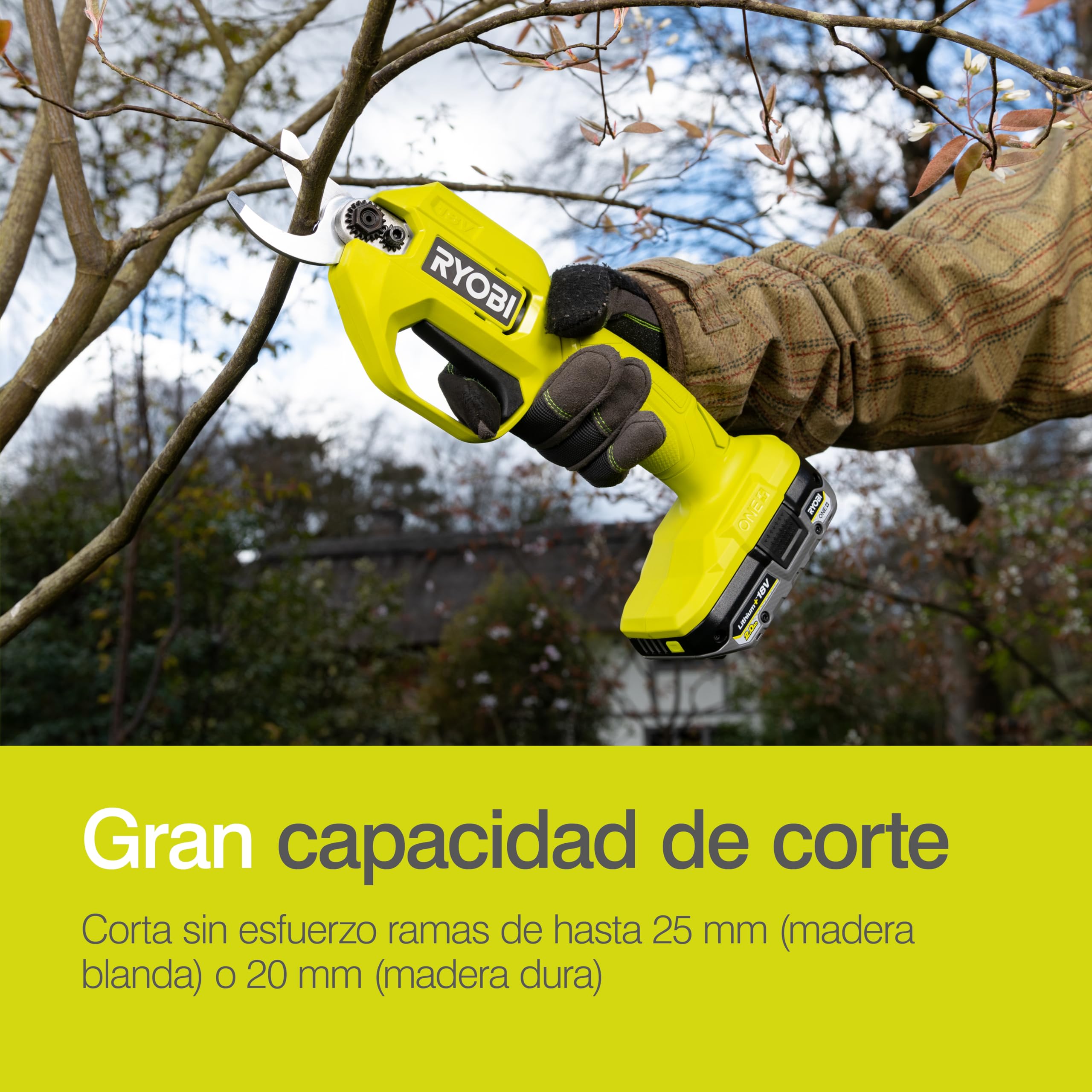 RYOBI in-use with gloved hand showing easy operation and glove-friendly design
