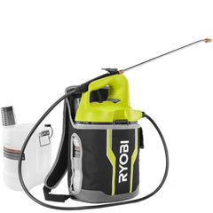 RYOBI front view showing sprayer and holster for easy transport