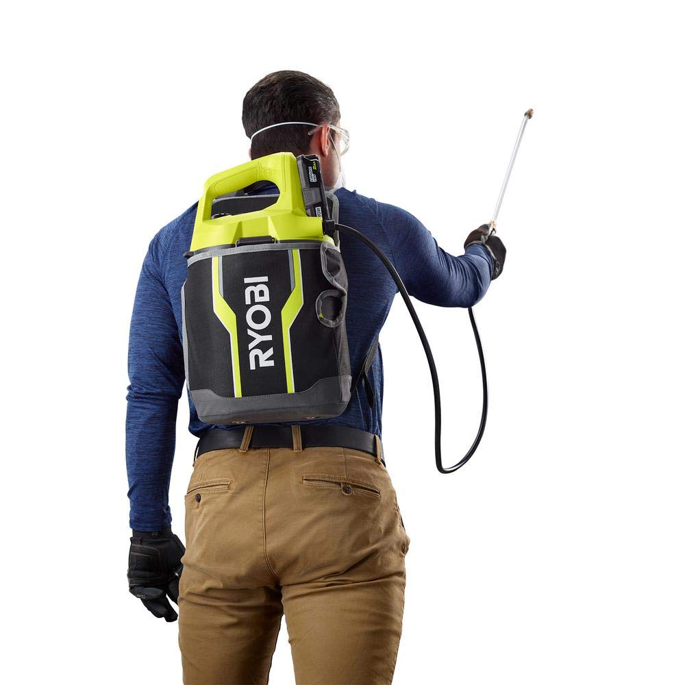 RYOBI holster mounted on belt showing secure hands-free storage