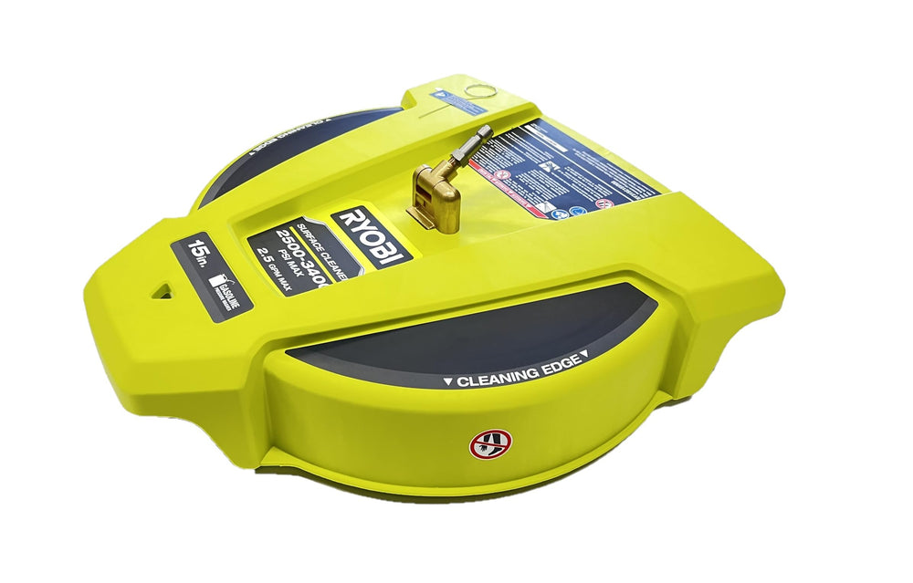 Ryobi surface cleaner in use on driveway demonstrating faster cleaning coverage