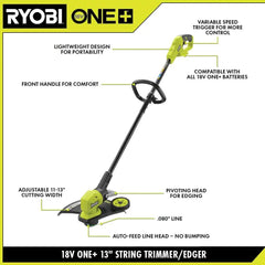 RYOBI close-up of trimmer head showing spool and line for easy maintenance