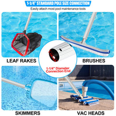 S-Union pole fully extended over pool providing extended reach advantage