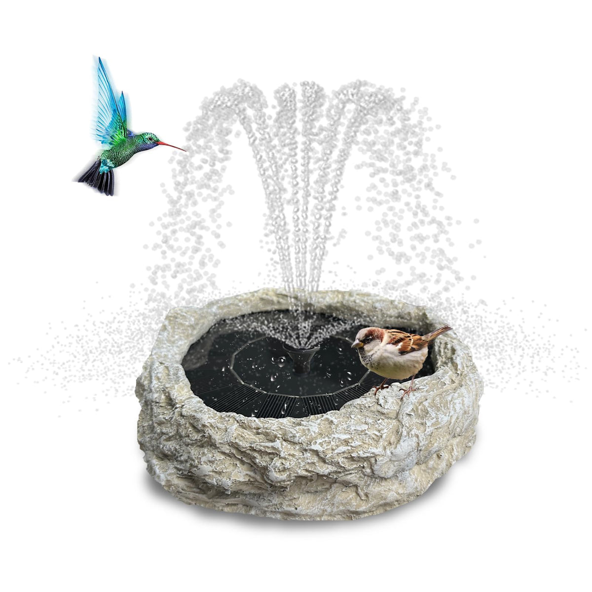 SAC SMARTEN ARTS resin rock fountain front view showing natural look and easy setup