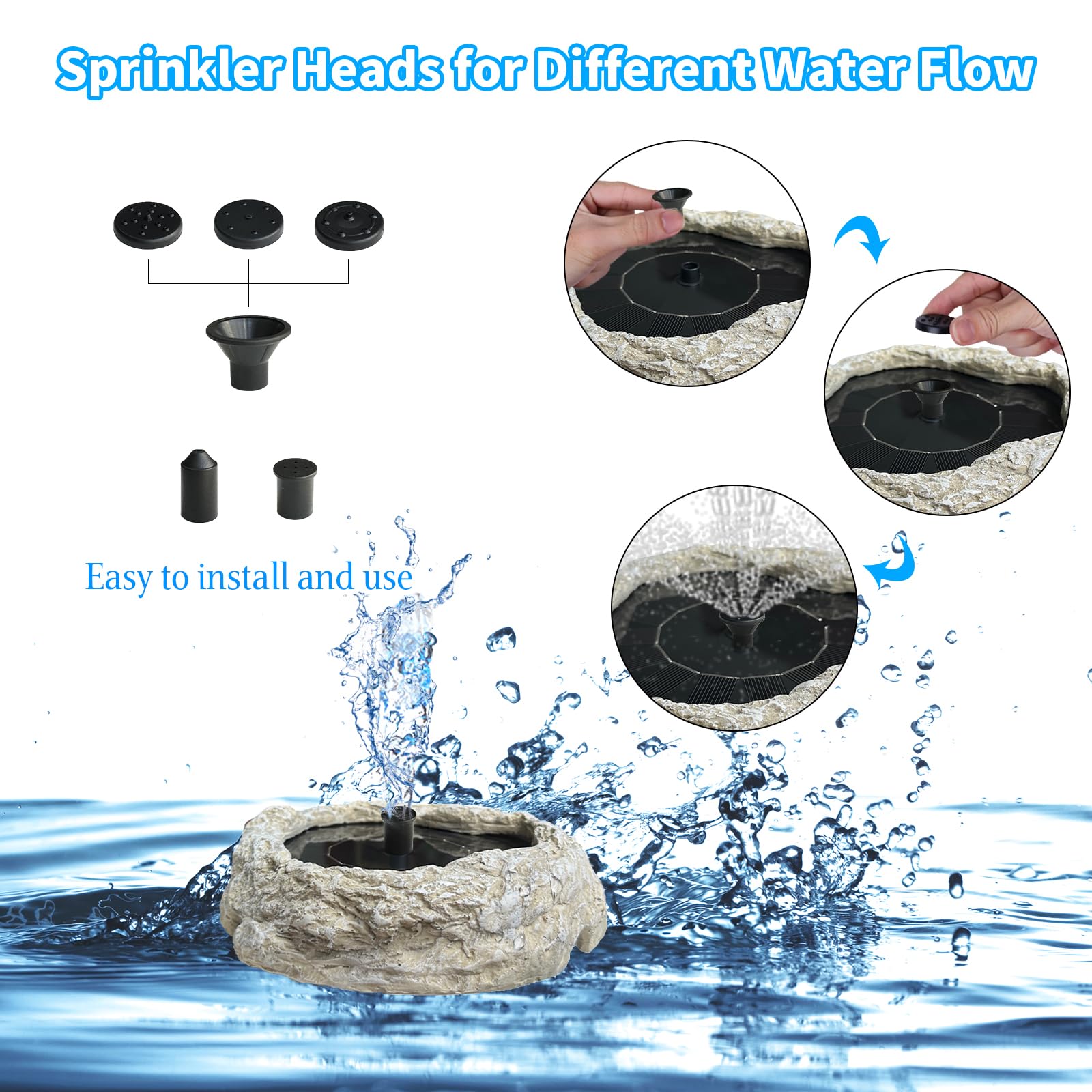 SAC SMARTEN ARTS five nozzle tips displayed for customizable water patterns