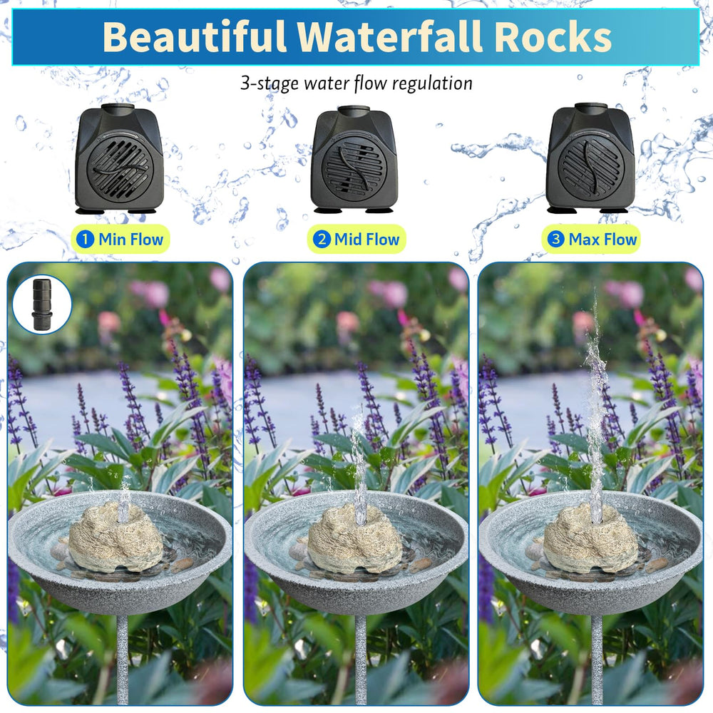 SAC SMARTEN ARTS water flowing over rock showing adjustable gentle cascade