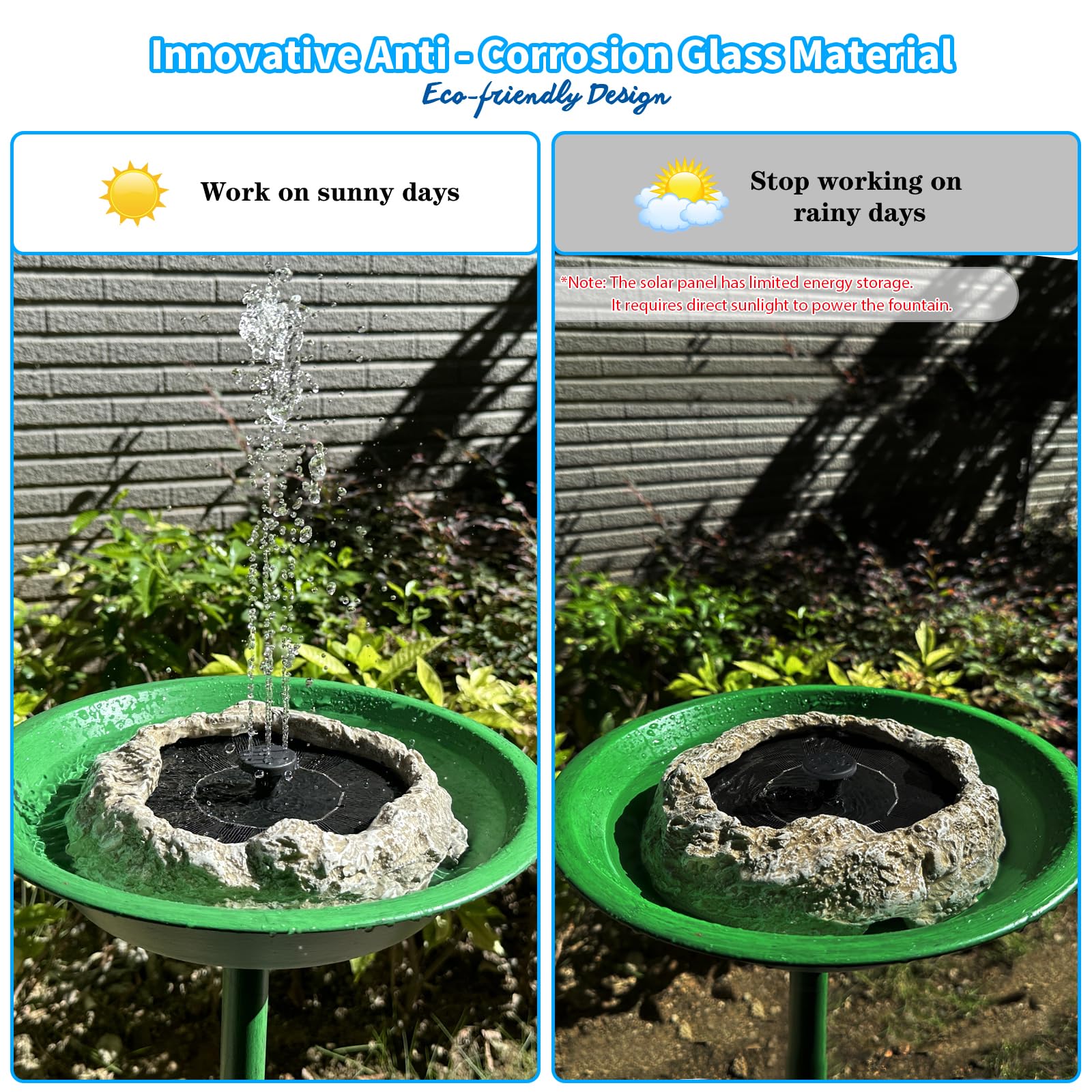 SAC SMARTEN ARTS fountain spraying in birdbath attracting birds and movement