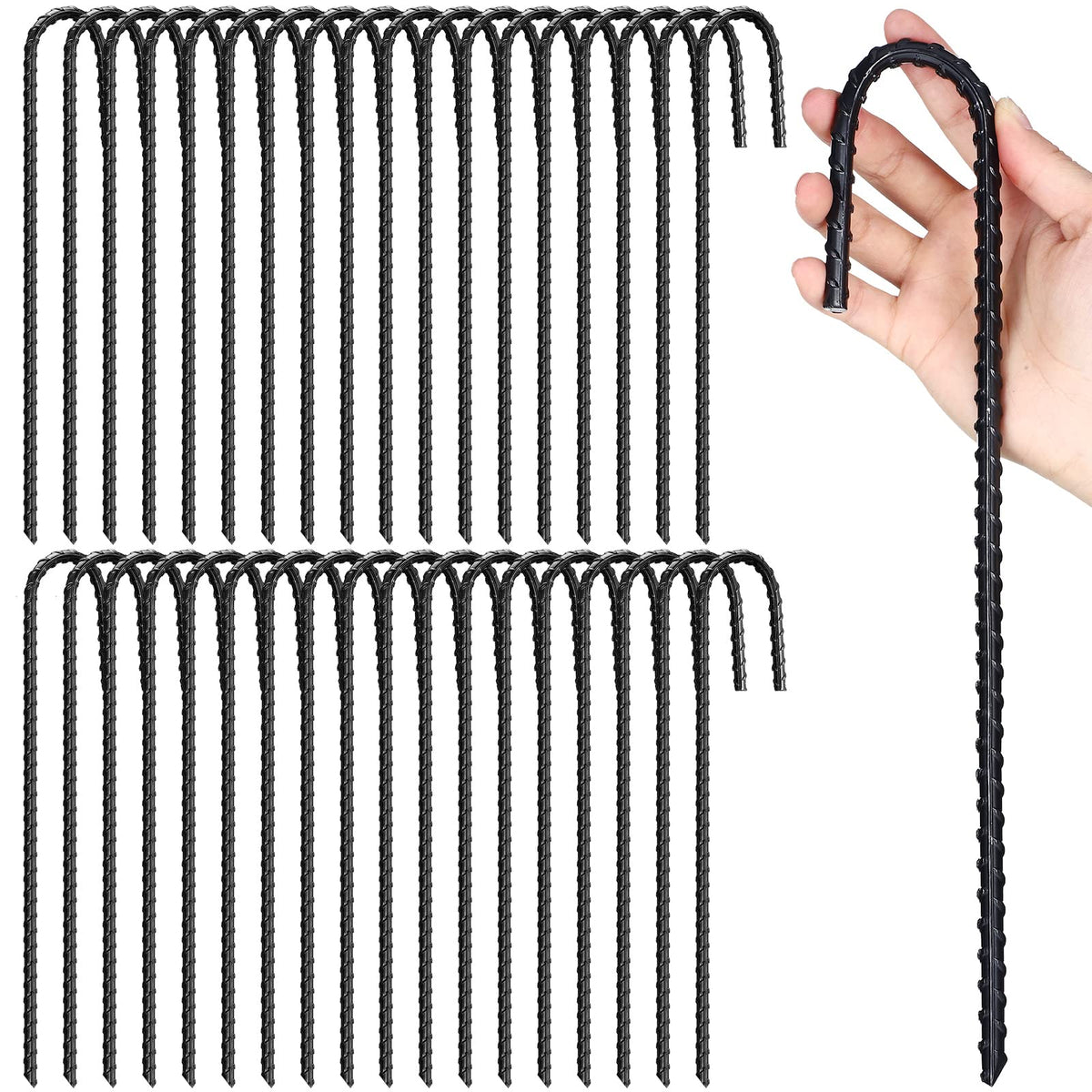 Sadnyy front view of 36-pack rebar stakes showing quantity and packaging benefit