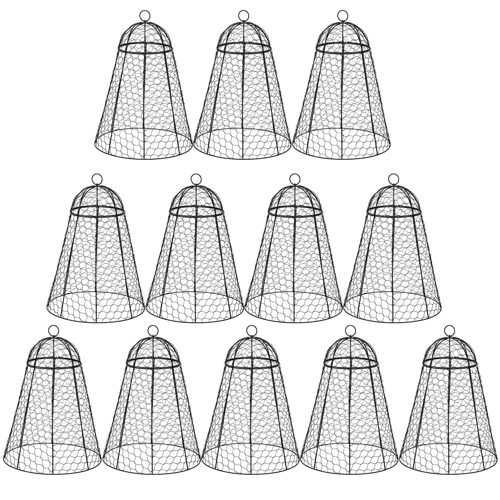 Sadnyy front view of 12-pack cloches showing complete set and benefit of coverage