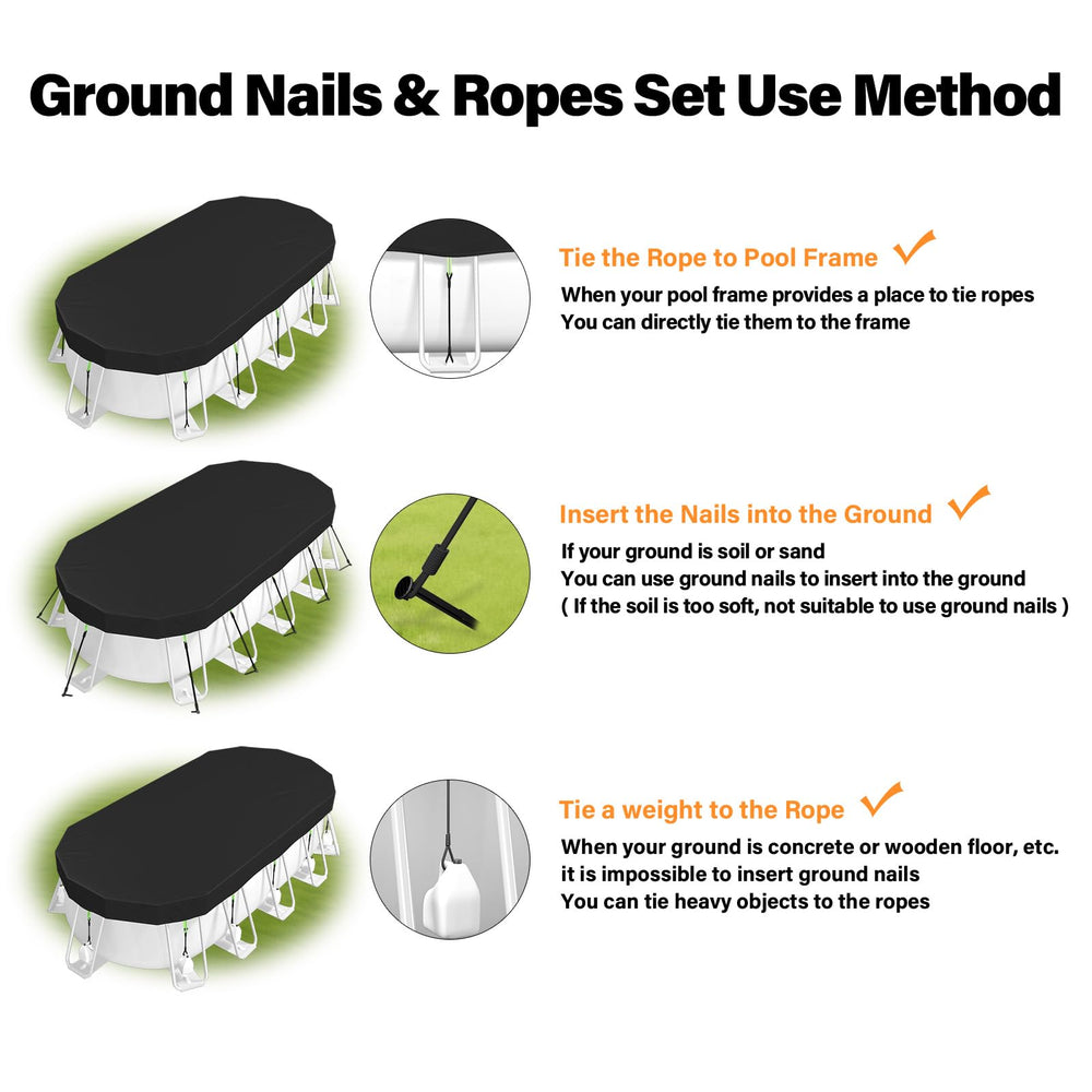 Safana reinforced hanging ring for adding weights to secure cover