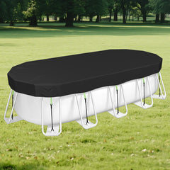 Safana front view of oval pool cover showing full coverage and protection