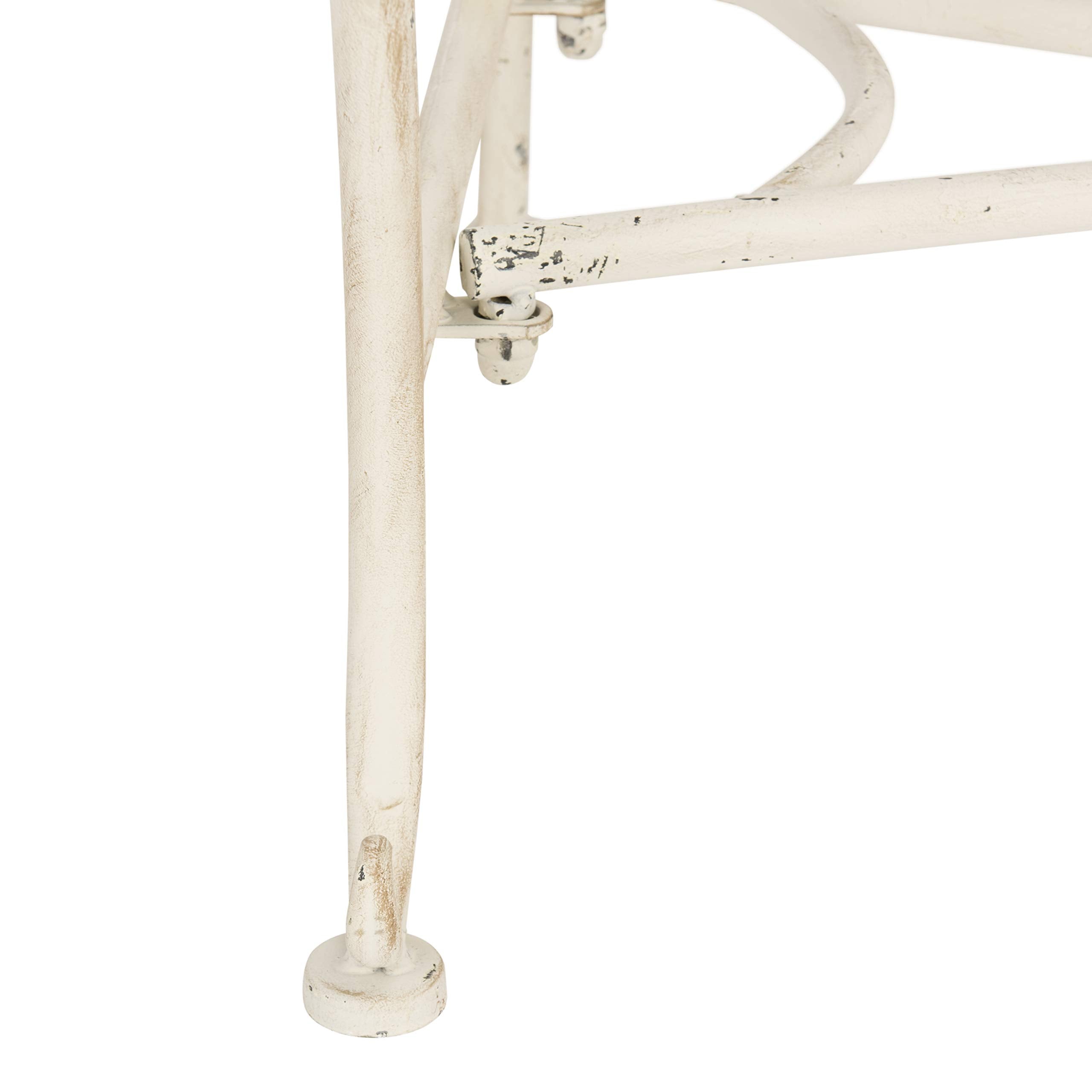SAFAVIEH Abner side view of armrests showing supportive iron arms for comfortable sitting