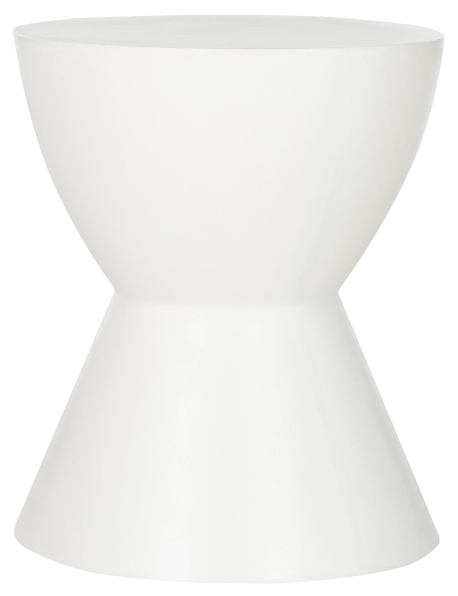 SAFAVIEH Athena stool front view showing sculptural drum form and sturdy presence