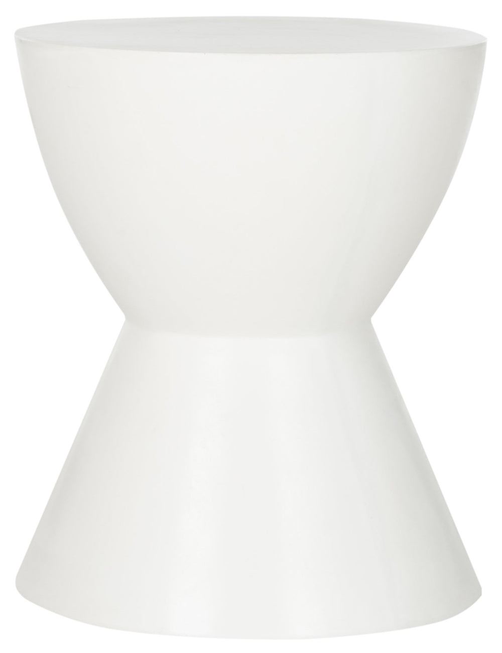SAFAVIEH Athena stool front view showing sculptural drum form and sturdy presence