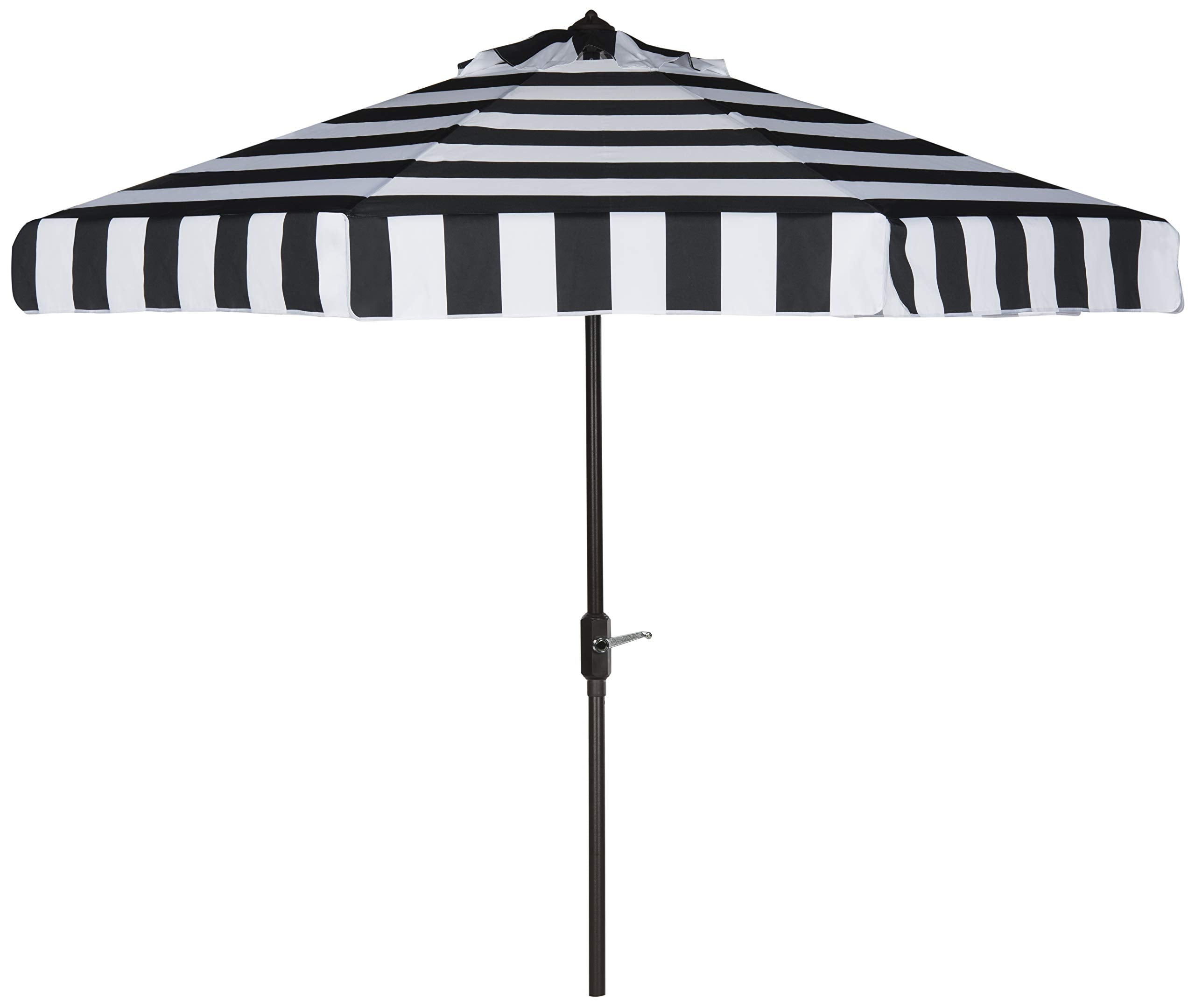 SAFAVIEH Elsa front view showing black-and-white striped canopy for elegant shade