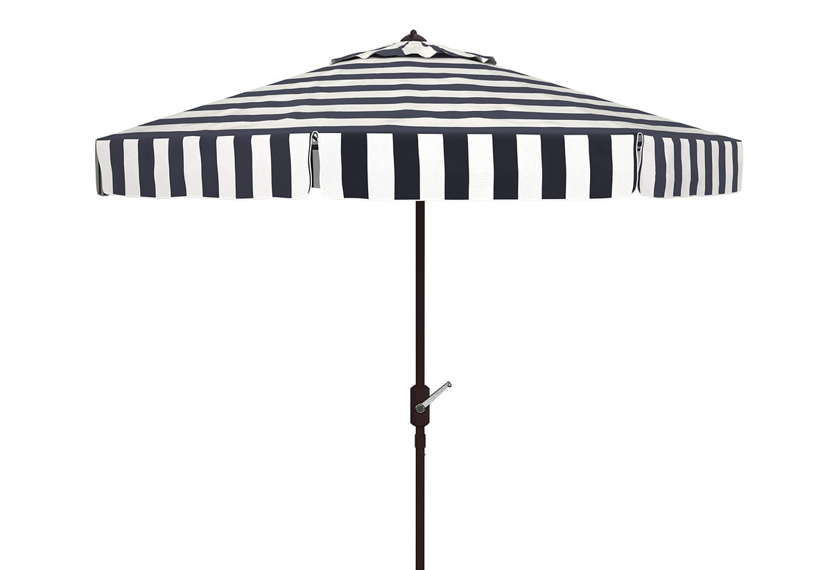 SAFAVIEH Elsa front view showing striped canopy and broad shade - elegant outdoor look