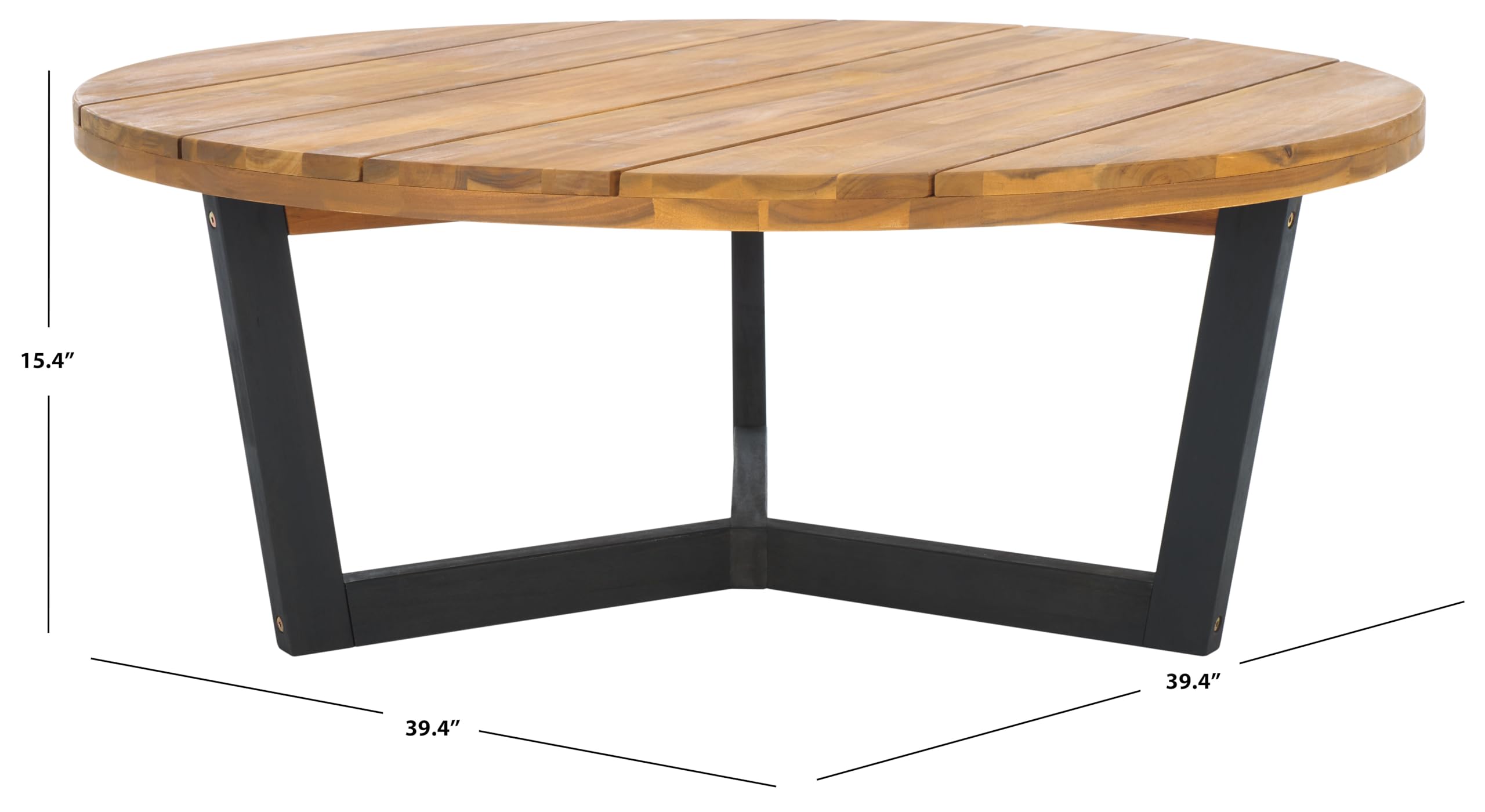 SAFAVIEH Leo top close-up highlighting acacia grain and finish, offers natural character