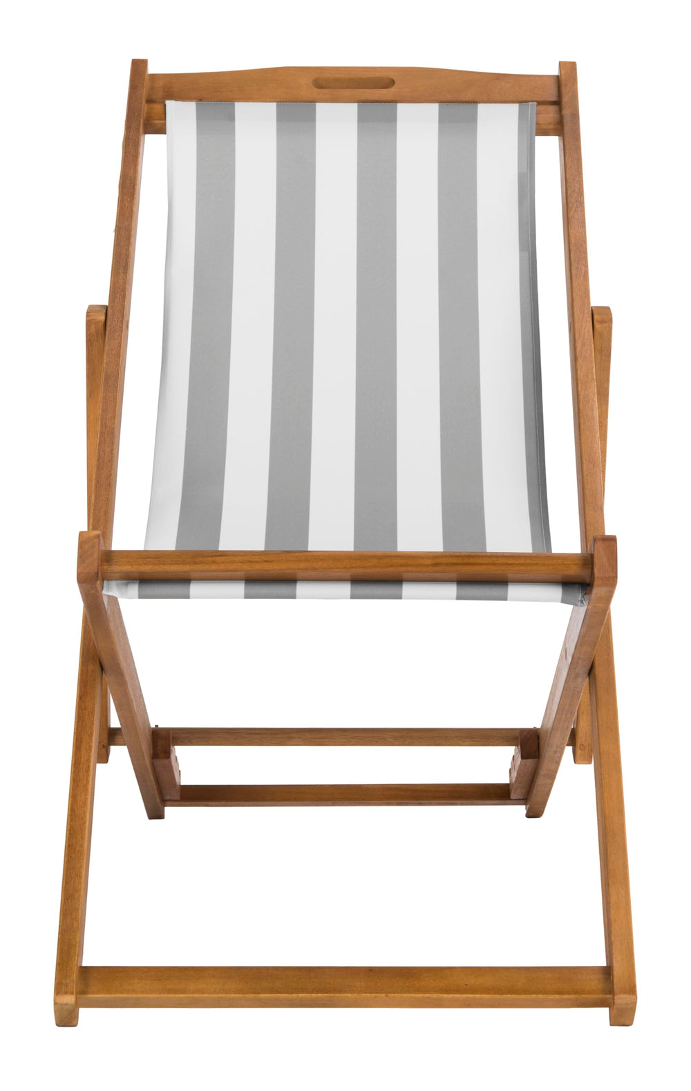 SAFAVIEH Loren front view showing brown grey stripe and neat wood frame, stylish seating