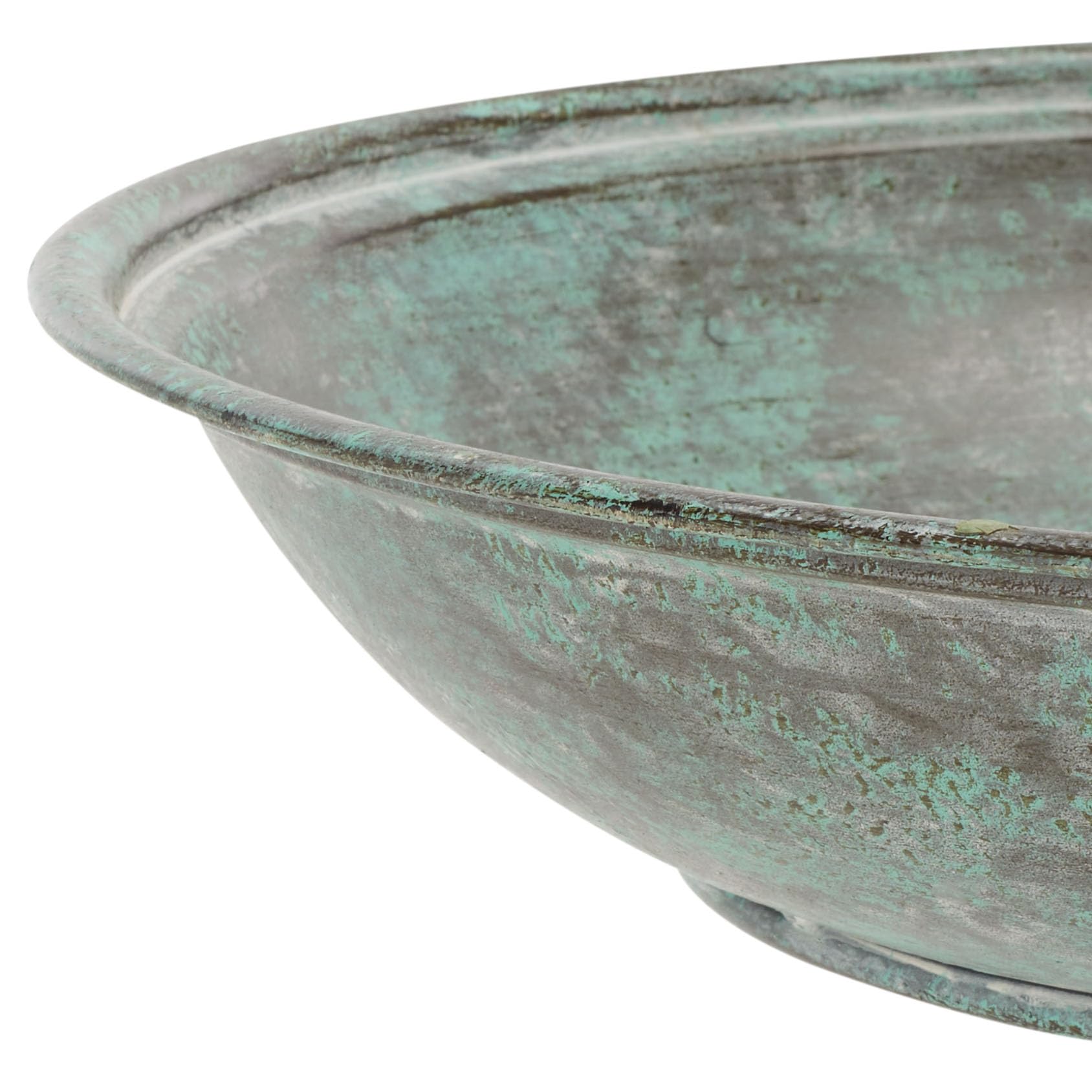 SAFAVIEH bird bath beside a hand for scale showing compact 22-inch height