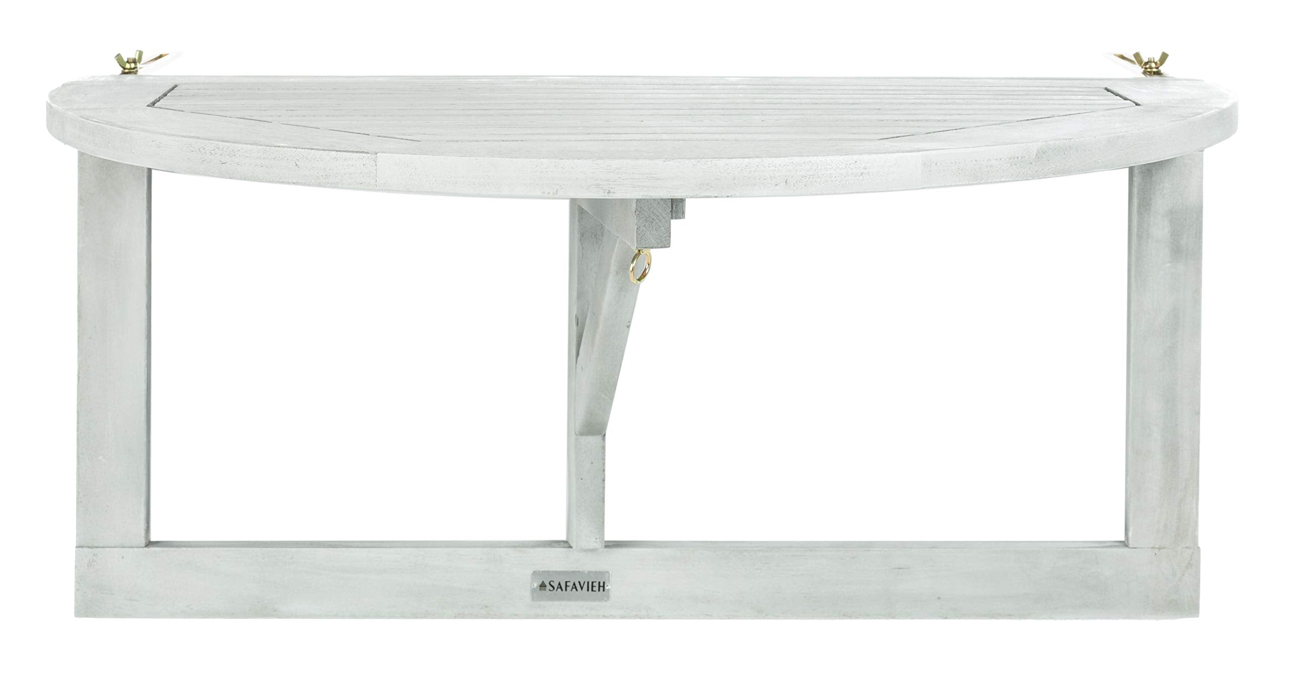 SAFAVIEH front view of Owens rail-mounted half table showing space-saving benefit